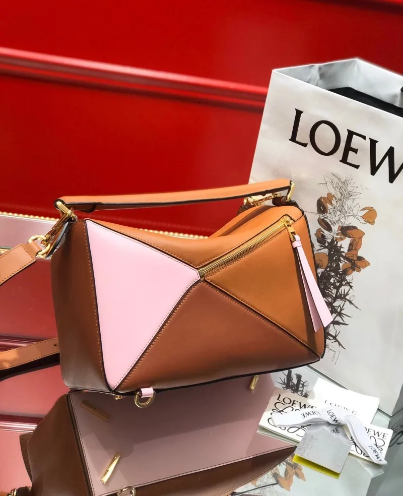 LOEWE Puzzle Brown Pink Shoulder Bag - Image 3