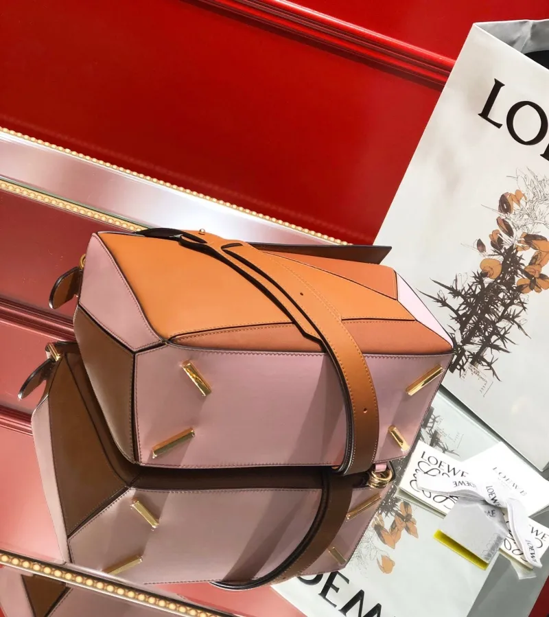 LOEWE Puzzle Brown Pink Shoulder Bag - Image 6