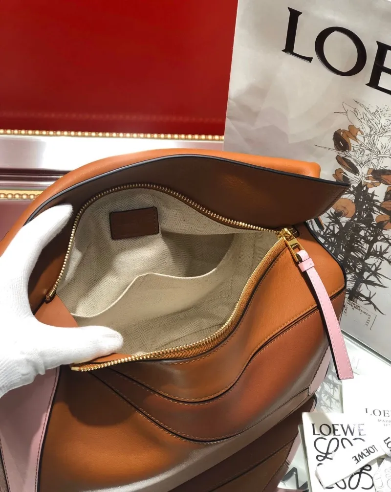 LOEWE Puzzle Brown Pink Shoulder Bag - Image 8