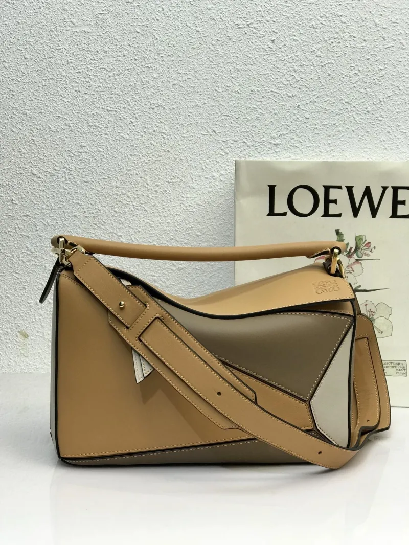 LOEWE Beige Gray Puzzle Shoulder Bag