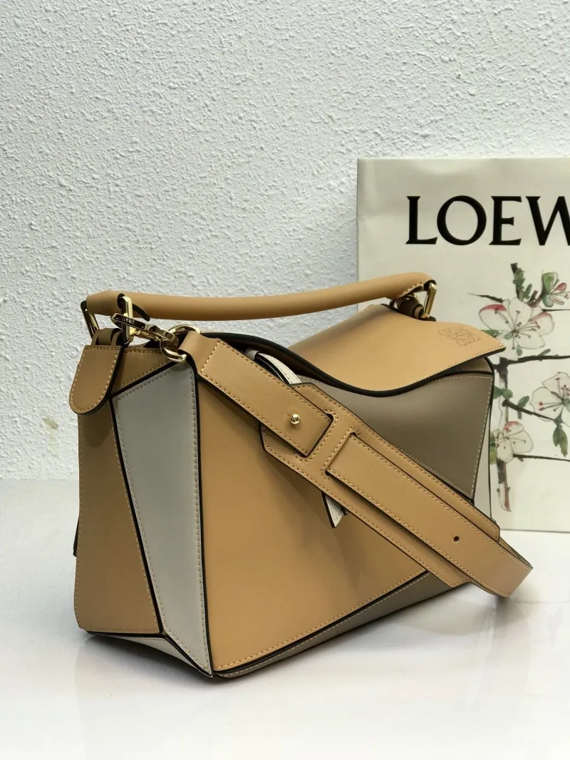 Alternative view of LOEWE Beige Gray Puzzle Shoulder Bag