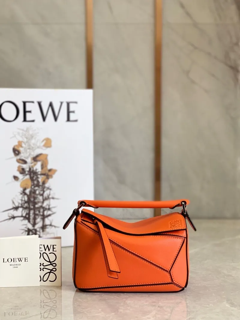 LOEWE Orange Puzzle Mini Leather Bag
