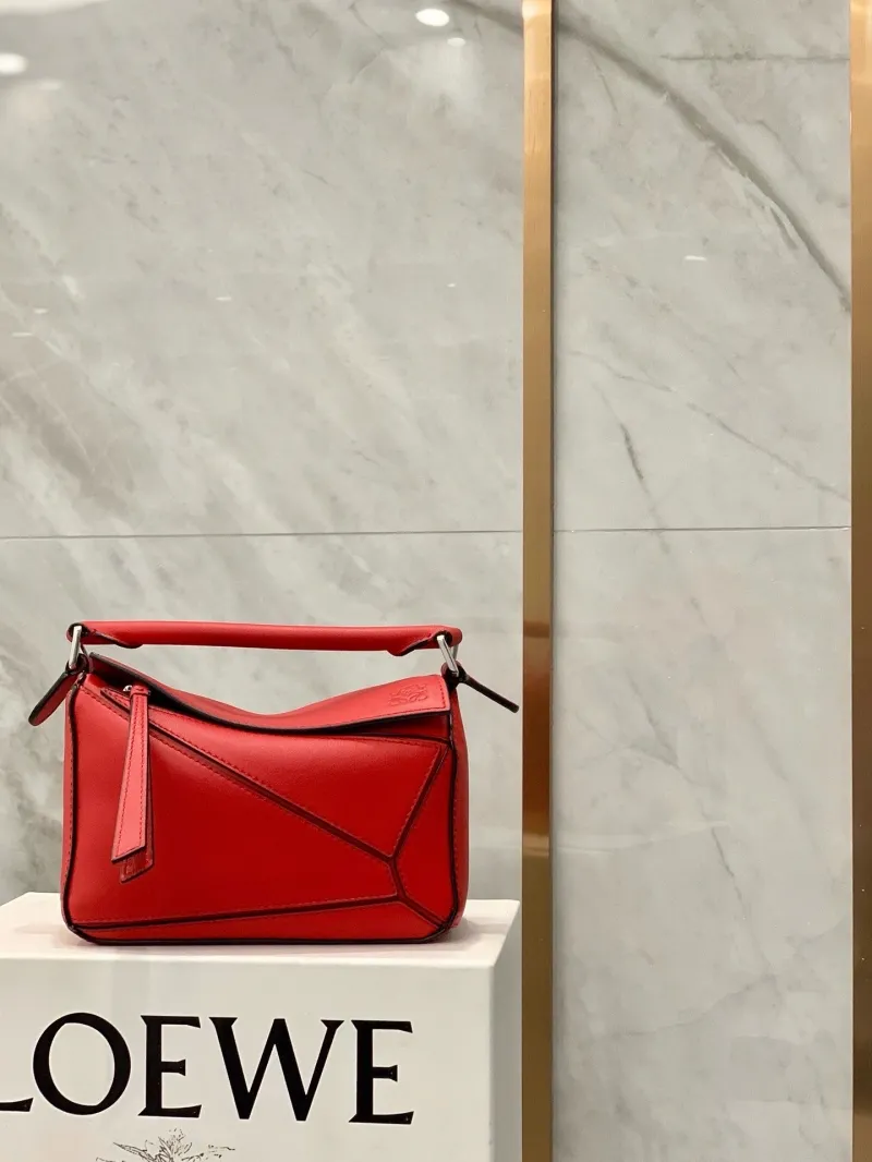 LOEWE Red Leather Puzzle Handbag