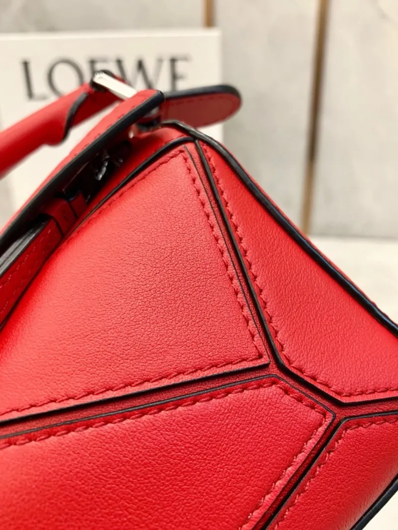 LOEWE Red Leather Puzzle Handbag - Image 3
