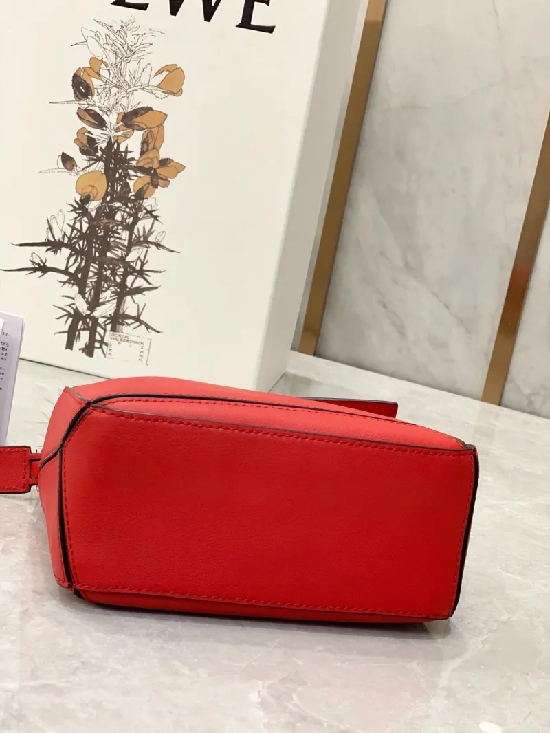 LOEWE Red Leather Puzzle Handbag - Image 5