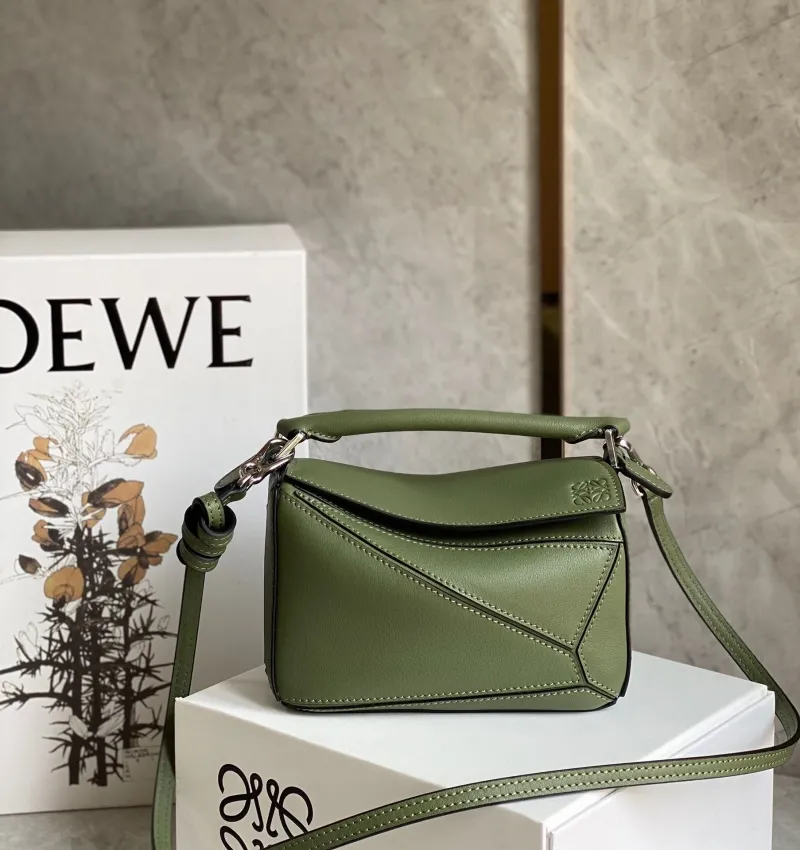 Loewe Olive Green Mini Puzzle Crossbody Bag
