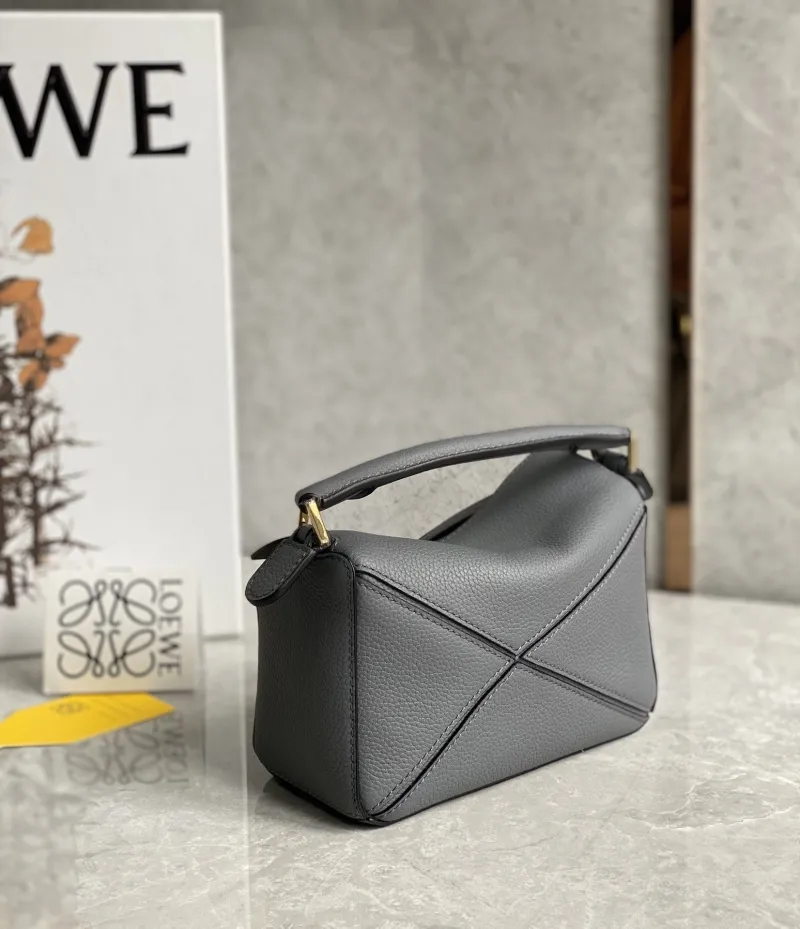 Loewe Gray Leather Mini Crossbody Handbag - Image 5