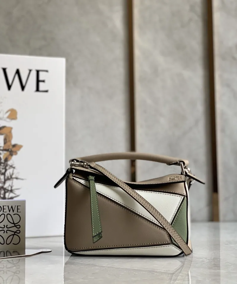 Loewe Puzzle Mini Crossbody Bag Beige Green White