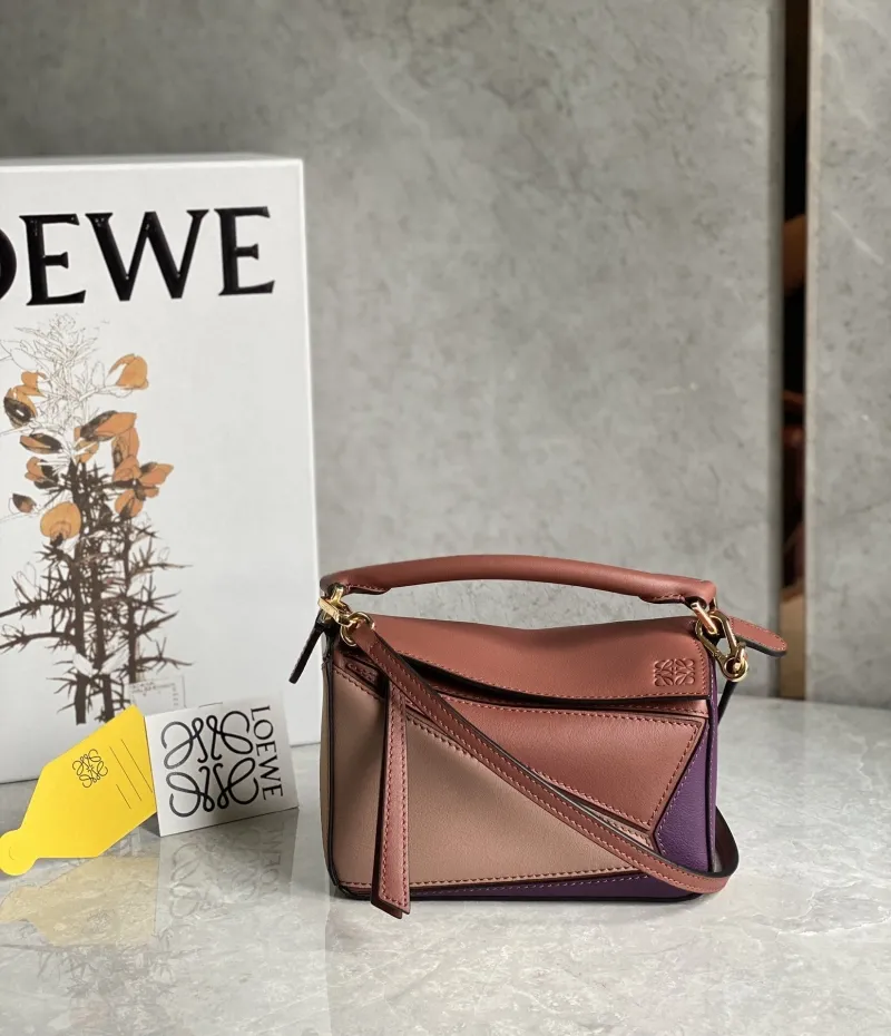 Loewe Mini Puzzle Crossbody Bag Brown Purple