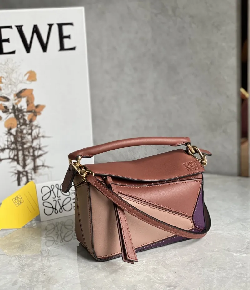 Alternative view of Loewe Mini Puzzle Crossbody Bag Brown Purple