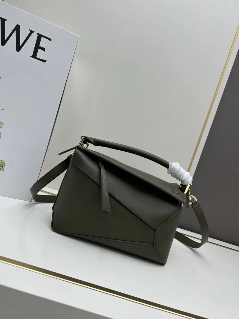 Loewe Dark Olive Leather Crossbody Handbag