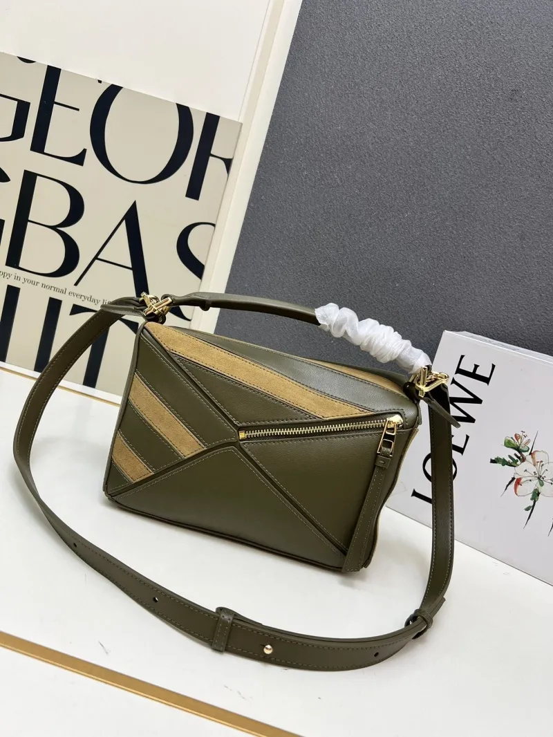 LOEWE 1H8915 Olive Green Puzzle Handbag 24cm - Image 4