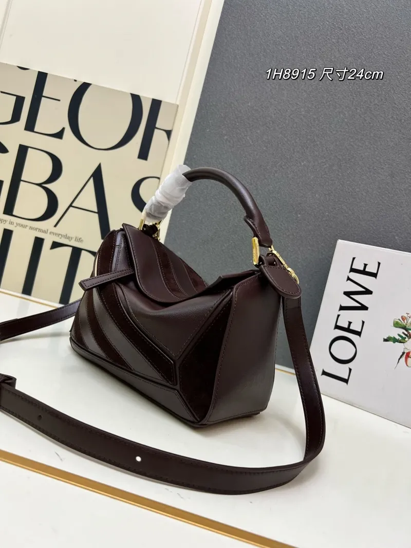 Alternative view of LOEWE 1H8915 Dark Brown Leather Handbag 24cm