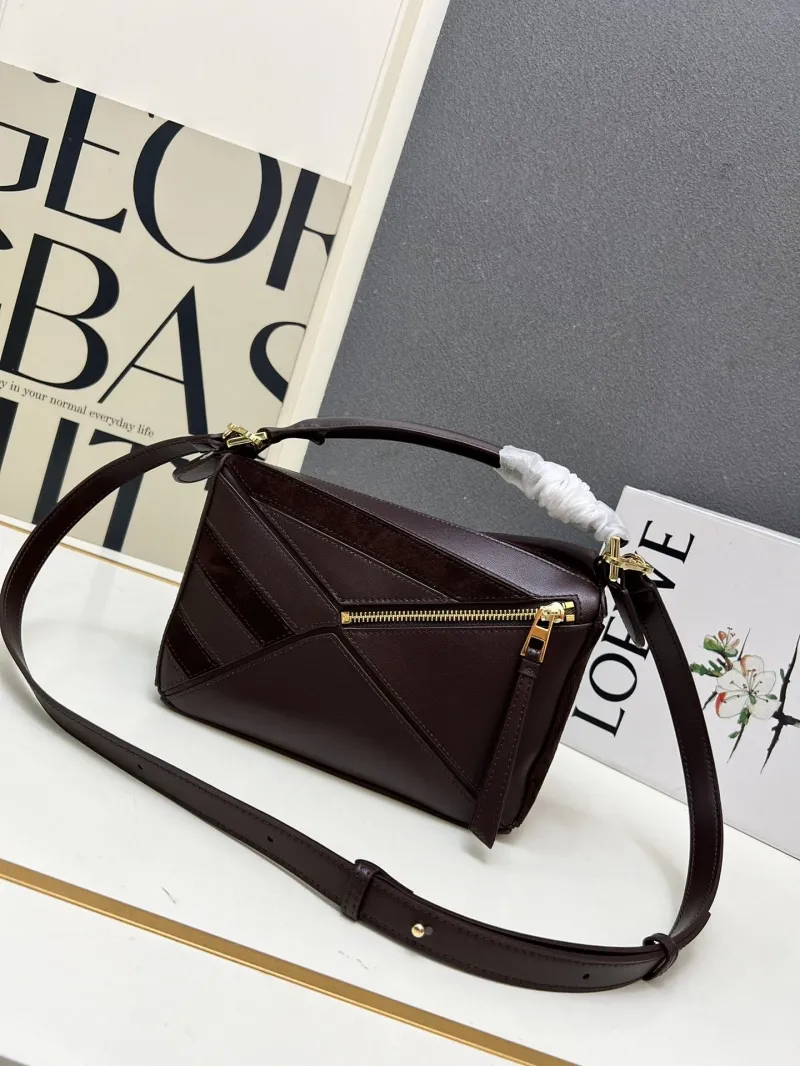 LOEWE 1H8915 Dark Brown Leather Handbag 24cm - Image 3