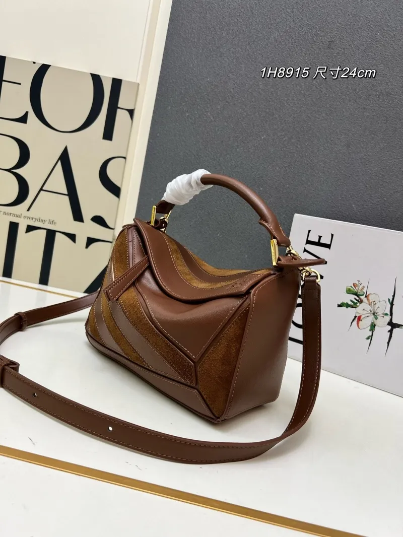 Alternative view of LOEWE 1H8915 Brown Leather Suede Handbag 24cm