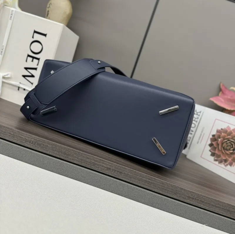 Loewe Navy Blue Leather Handbag 161 - Image 4