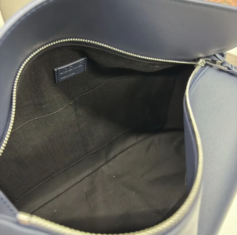 Loewe Navy Blue Leather Handbag 161 - Image 8