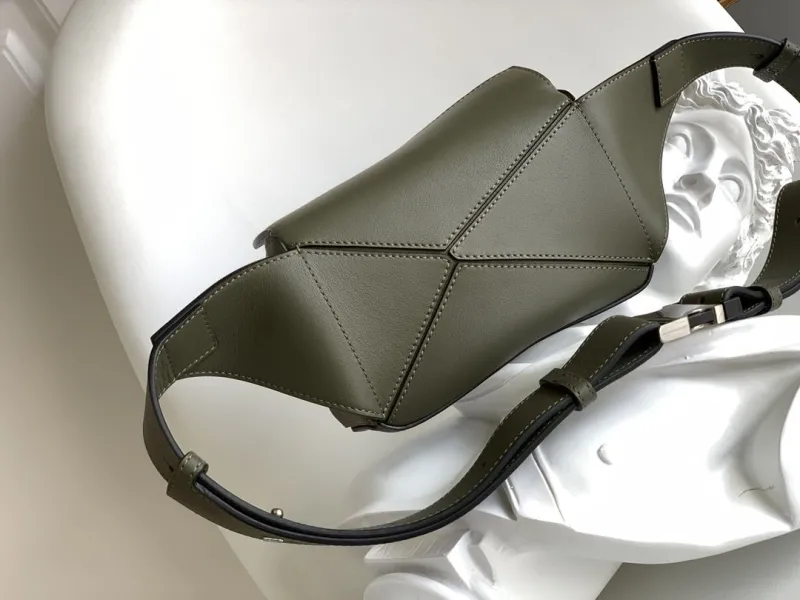 Loewe Olive Green Puzzle Belt Bag 171 - Image 3