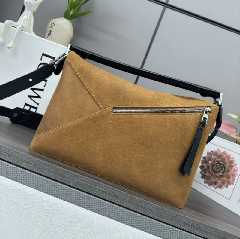 Loewe Brown Suede Handle Crossbody Bag - Image 3