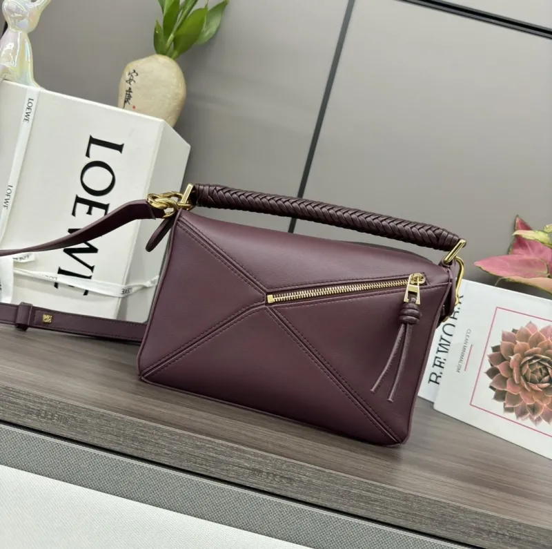 Loewe Dark Purple Leather Handbag - Image 3