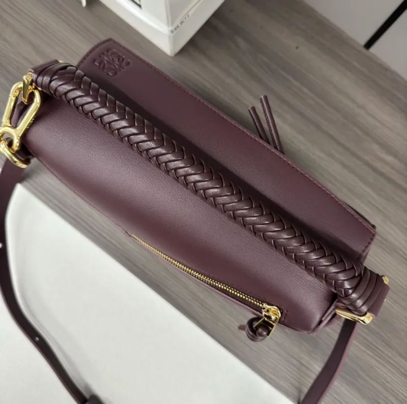 Loewe Dark Purple Leather Handbag - Image 7