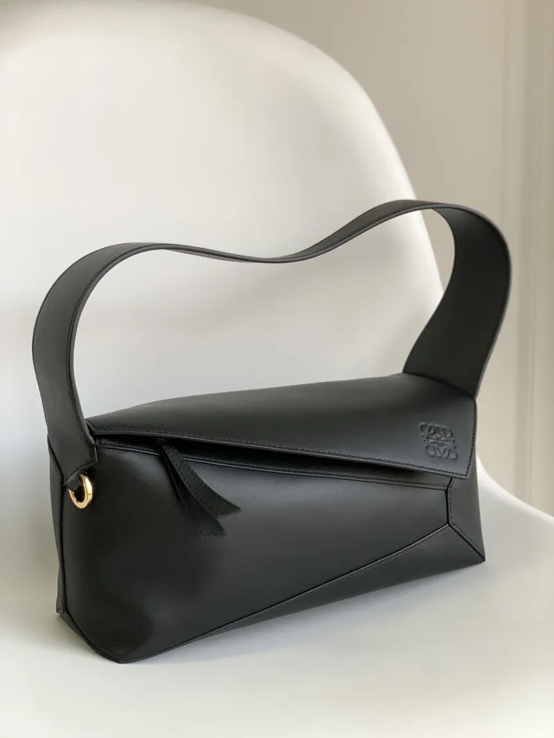 Loewe Black Leather Shoulder Bag