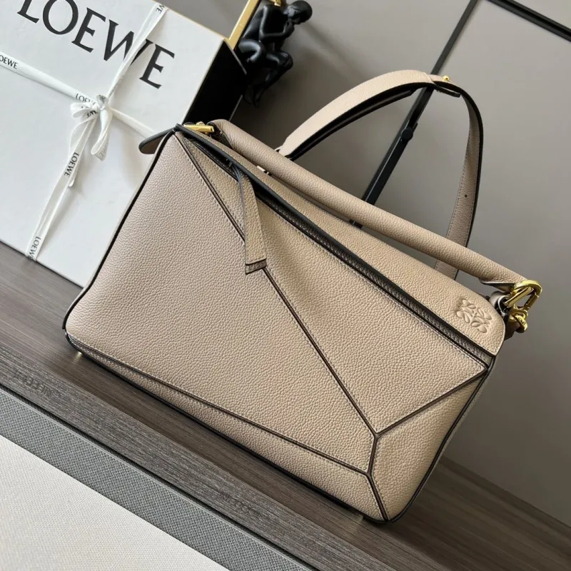 Loewe Beige Puzzle Leather Shoulder Bag