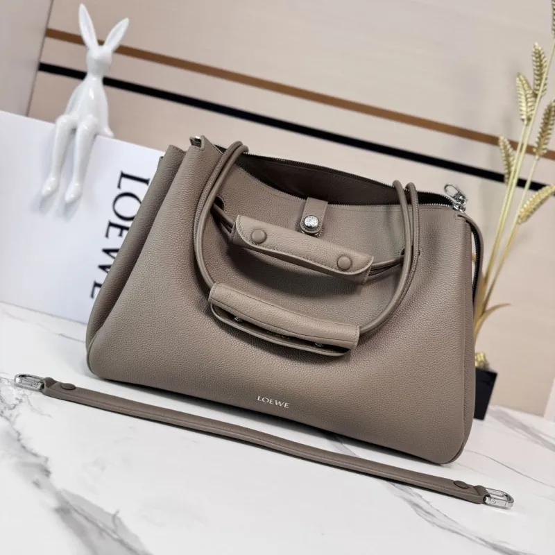 LOEWE Taupe Leather Handle Shoulder Bag 198