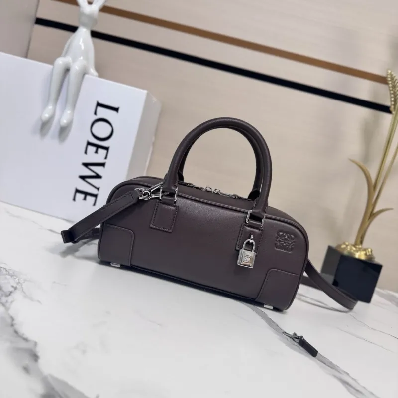LOEWE Dark Brown Leather Mini Crossbody Handbag