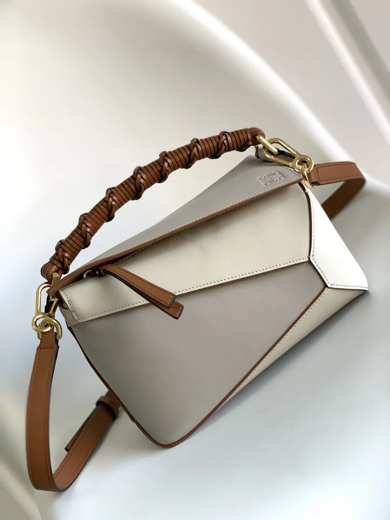 Loewe Beige Brown Leather Crossbody Handbag 208