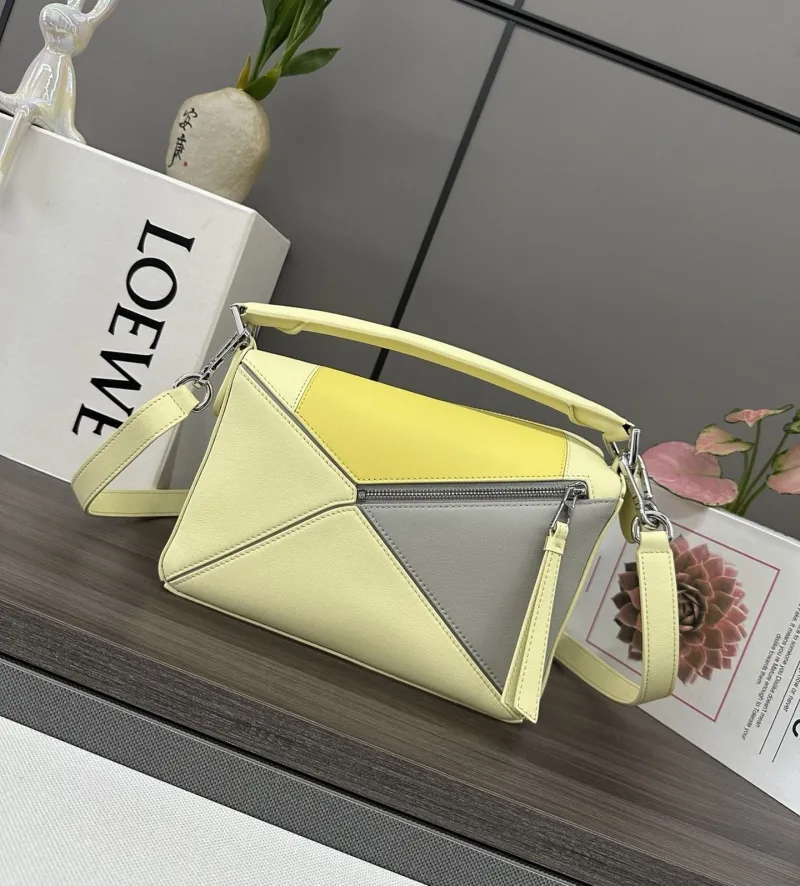 LOEWE Puzzle Bag Light Yellow Gray 217 - Image 3