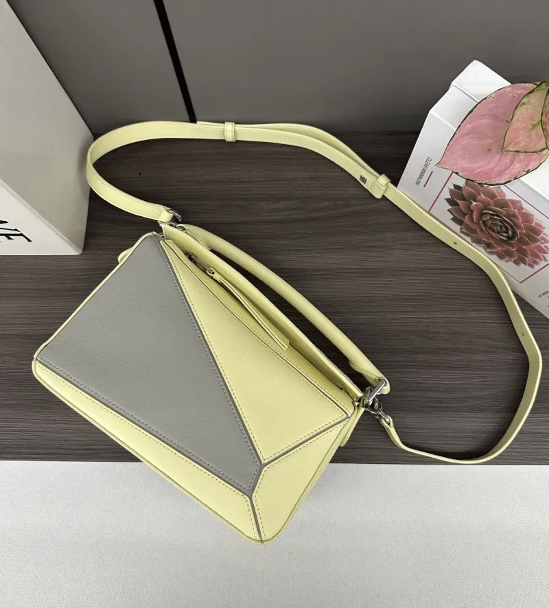 LOEWE Puzzle Bag Light Yellow Gray 217 - Image 5