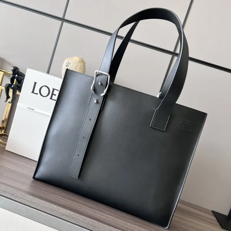 Loewe Black Leather Tote Bag