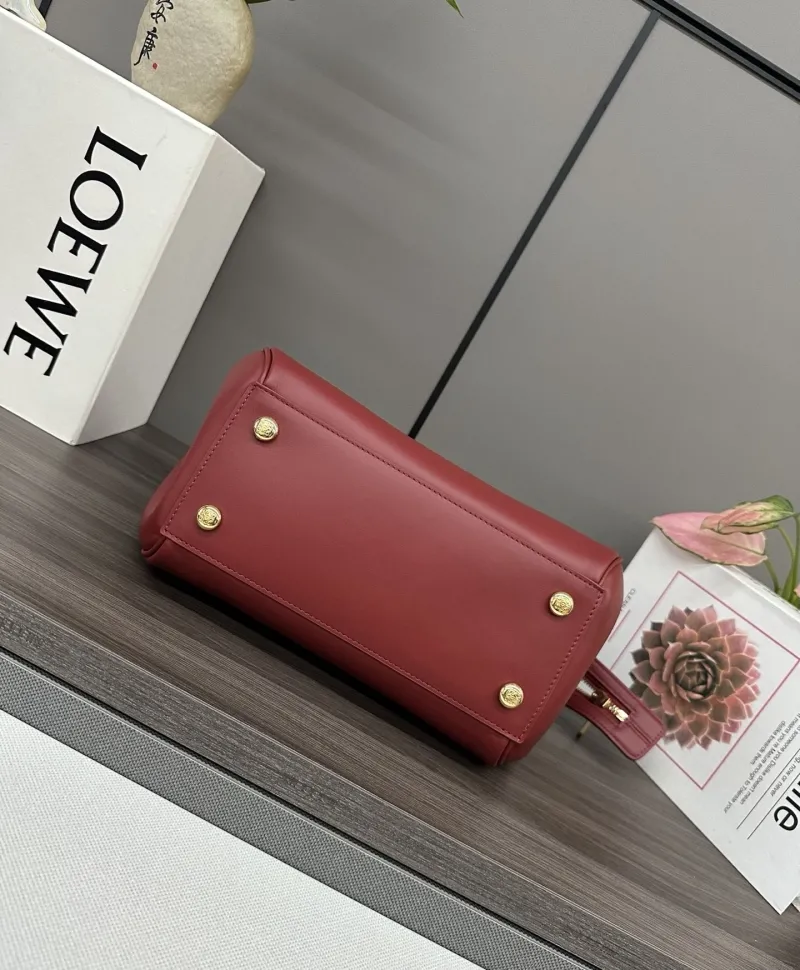 LOEWE Burgundy Leather Handle Handbag 227 - Image 3