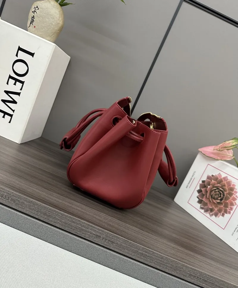 LOEWE Burgundy Leather Handle Handbag 227 - Image 4