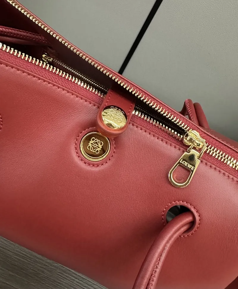 LOEWE Burgundy Leather Handle Handbag 227 - Image 6