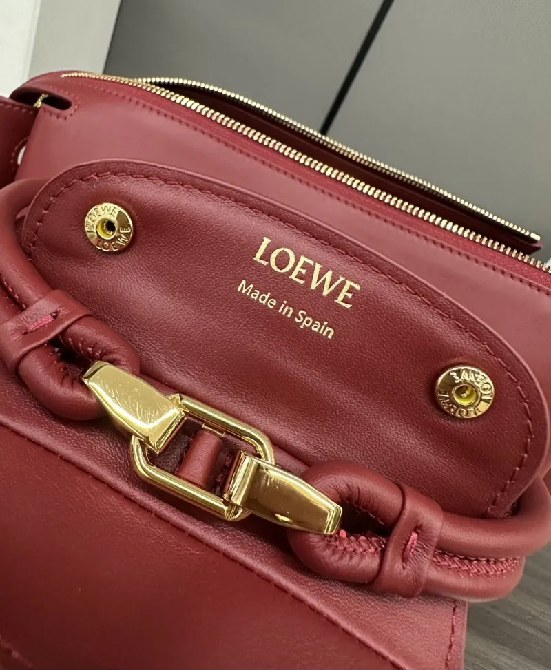 LOEWE Burgundy Leather Handle Handbag 227 - Image 7