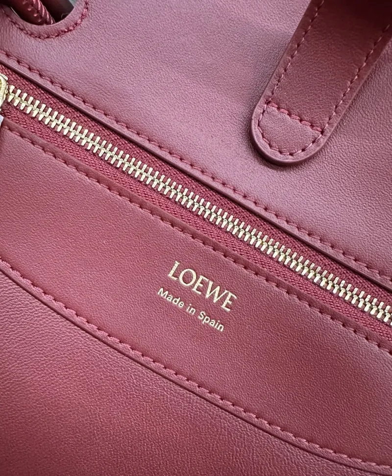 LOEWE Burgundy Leather Handle Handbag 227 - Image 8