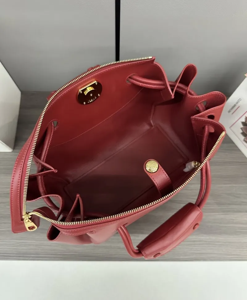 LOEWE Burgundy Leather Handle Handbag 227 - Image 9
