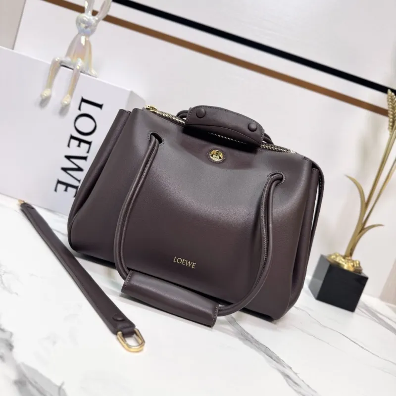 LOEWE Dark Brown Leather Handle Handbag 230