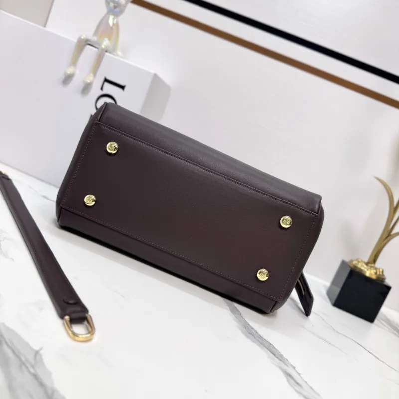 LOEWE Dark Brown Leather Handle Handbag 230 - Image 4