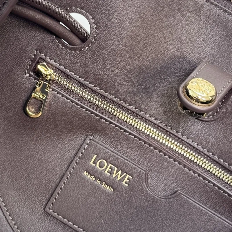 LOEWE Dark Brown Leather Handle Handbag 230 - Image 9