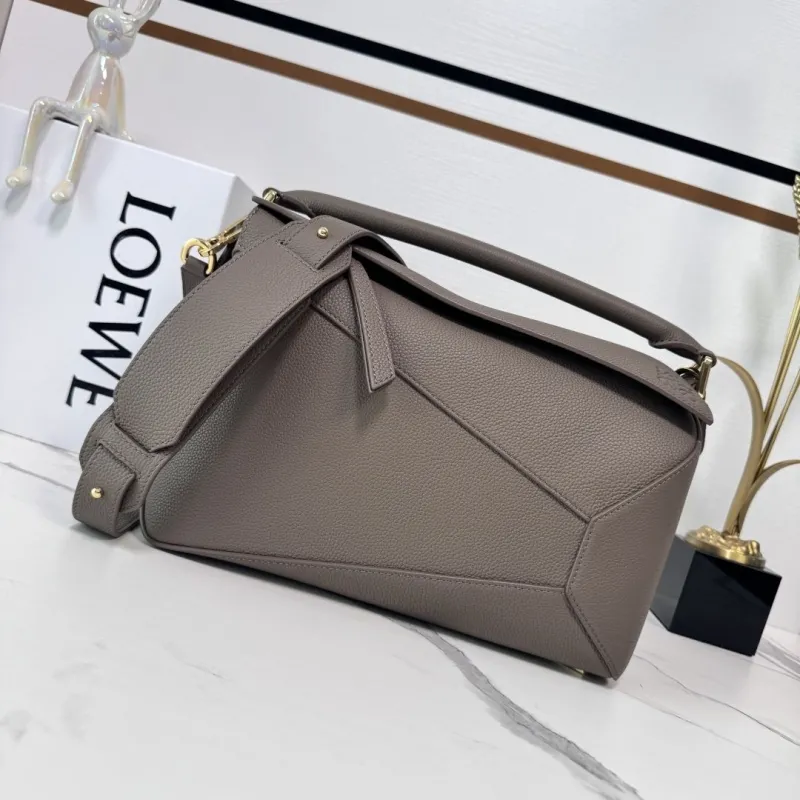 Loewe Taupe Leather Shoulder Handbag