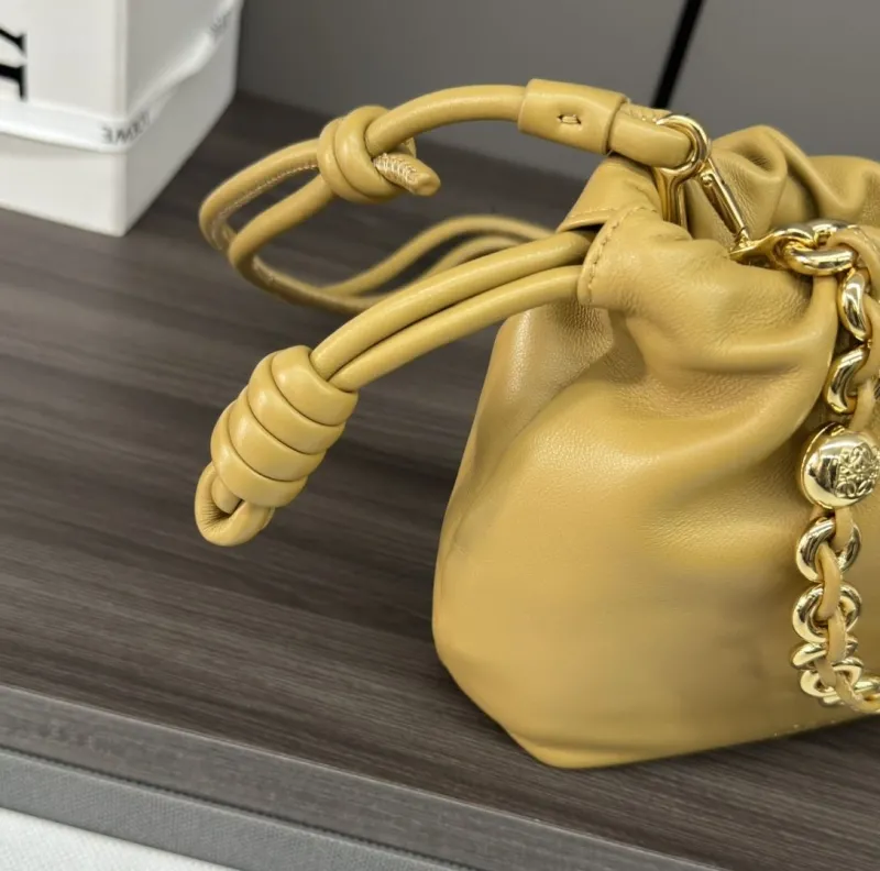 LOEWE Yellow Leather Bucket Crossbody Bag - Image 9