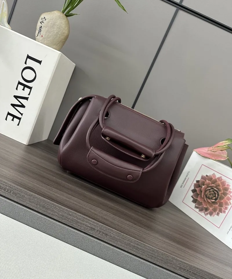 Alternative view of LOEWE Burgundy Leather Handbag with Shoulder Strap
