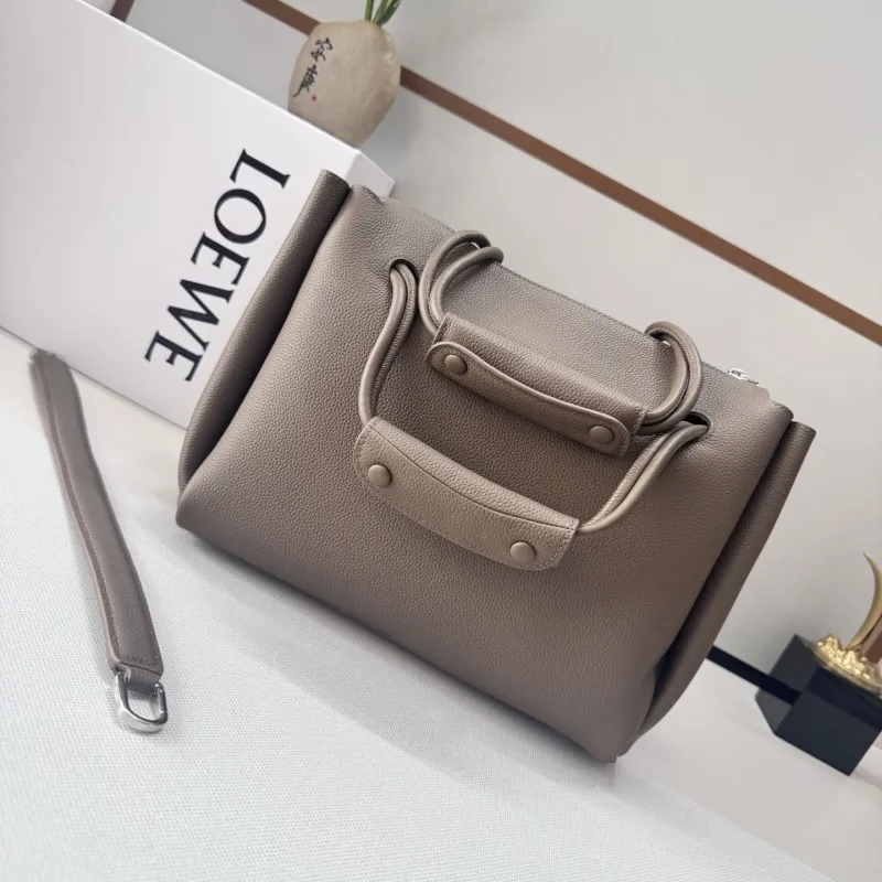 LOEWE Taupe Leather Handbag SKU 252 - Image 3