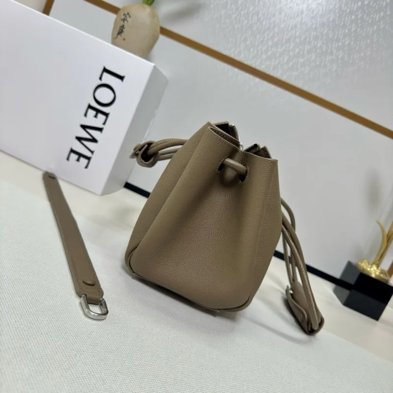 Alternative view of LOEWE 255 Taupe Leather Top Handle Handbag with Strap