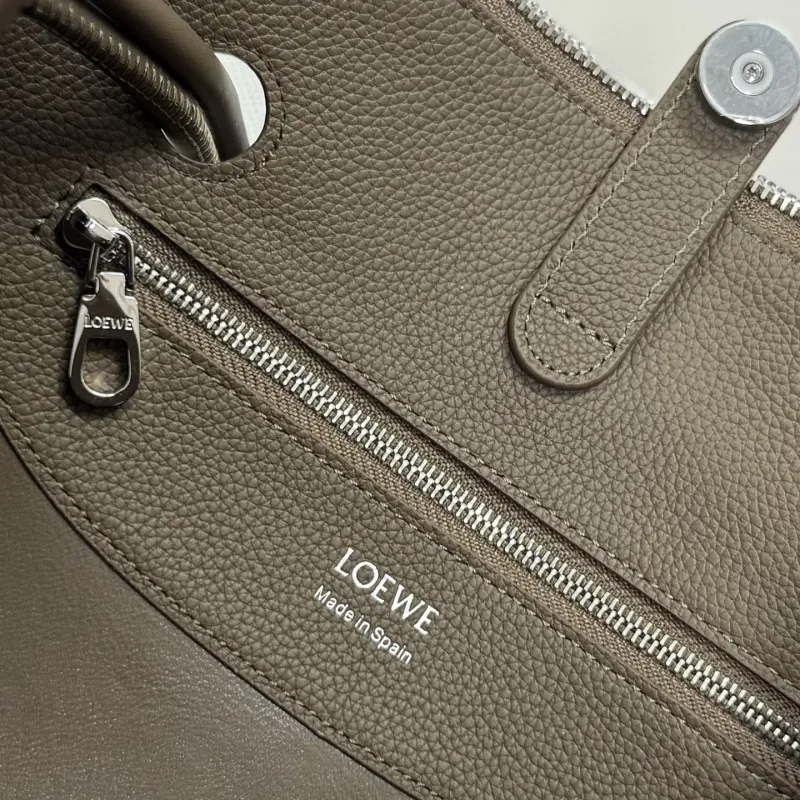 LOEWE 255 Taupe Leather Top Handle Handbag with Strap - Image 8