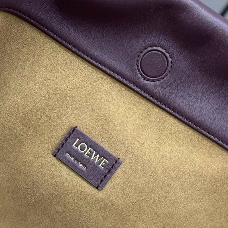 LOEWE Plum Leather Chain Drawstring Pouch Bag - Image 8