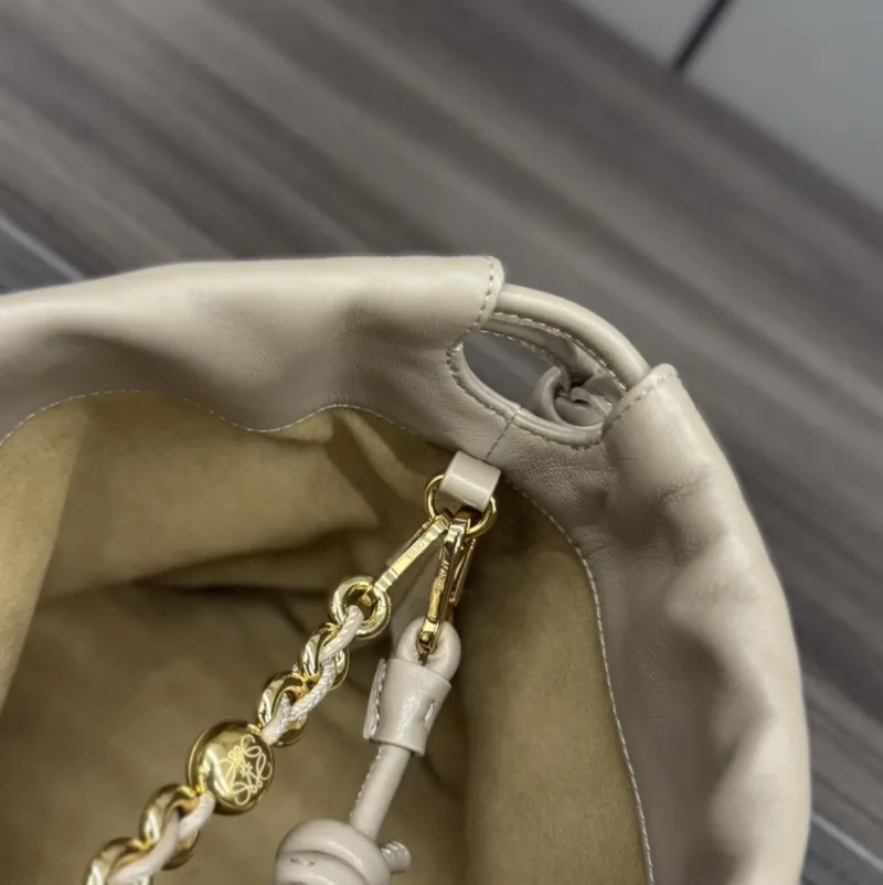 LOEWE Beige Drawstring Chain Pouch Bag 261 - Image 6
